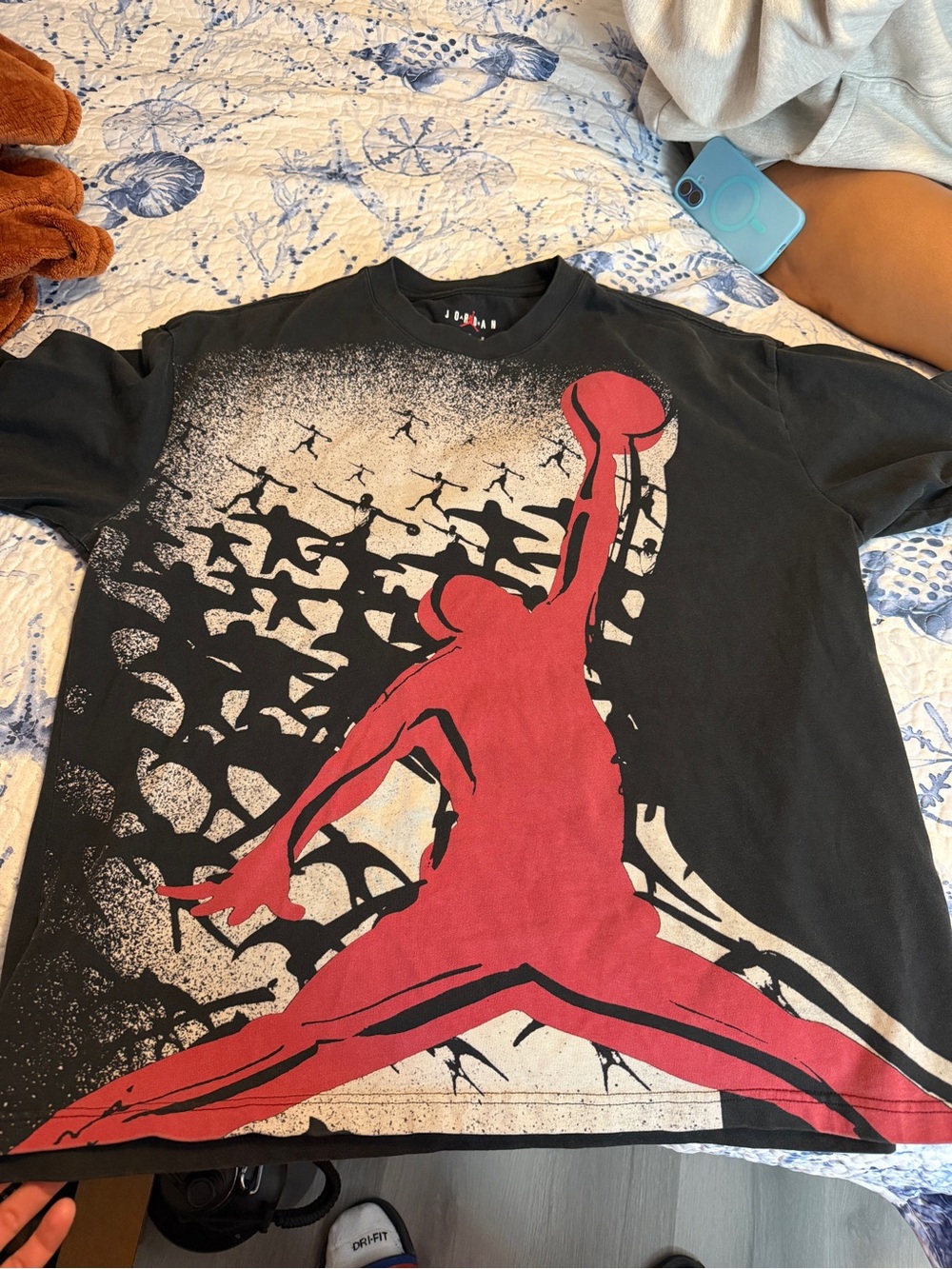 Jordan Black Tee with Red Jumpman Graphic